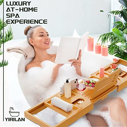 Тава за баня Yirilan Premium Caddy - Разтегателен Тава За баня - Уникални Подаръци за нов дом, Нов дом, рожден