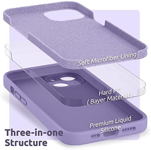 Силиконов калъф SURPHY светло лилав цвят + 3 опаковки протектори за iPhone 13 6,1 инча (випуск 2021 година)