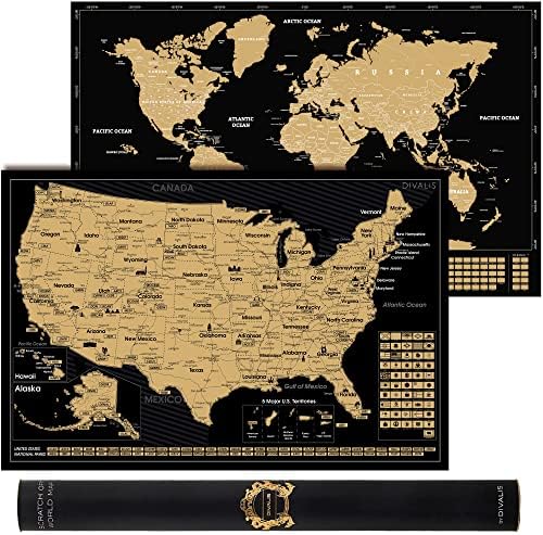 Подаръчен комплект 2 в 1 - Соскребаемая карта на света и соскребаемая карта САЩ - Лесно вставляемые в рамка плакати с образа