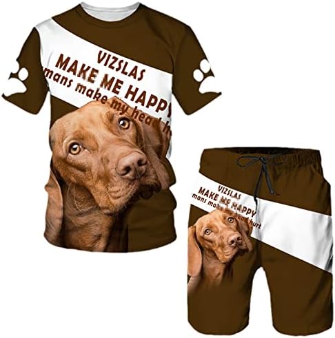 Тениски с 3D Принтом Кучета Ротвайлер, къси Панталони, Костюми, Мъжки Готина Спортни Дрехи С Къс Ръкав, Мъжки/Женски
