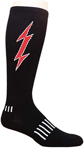 MOXIE Чорапи Младежки Черни с Червени Футболни чорапи Светкавица Insane Болт с Височина до коляното