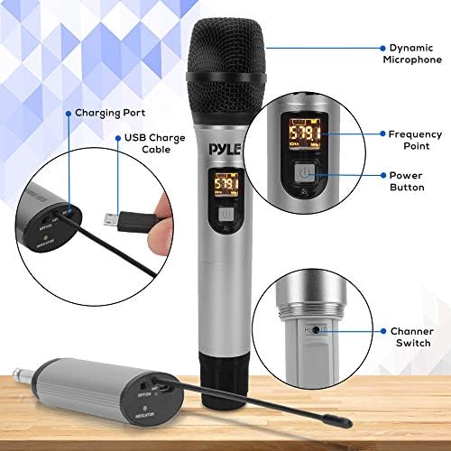 Преносим безжичен микрофон система PYLE UHF - Професионален преносим динамичен насочената безжичен микрофон,