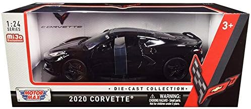 Хвърли под натиска на автомобил с Витрина - Chevy Corvette C8 Stingray 2020 г. Съобщение, Черен Модел на автомобила Motor Max 79360BK в мащаб 1/24