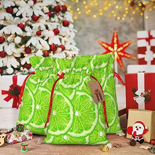 Пакети за коледни подаръци на експозиции, с зеленикаво-лимонов модел, торбички за опаковане на подаръци, торбички