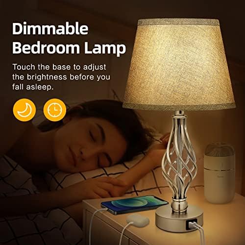 Настолна лампа за спални, Комплект от 2-Сензорна Прикроватной нощни шкафчета с порта USB Type-C, 3-Позиционна Регулируема