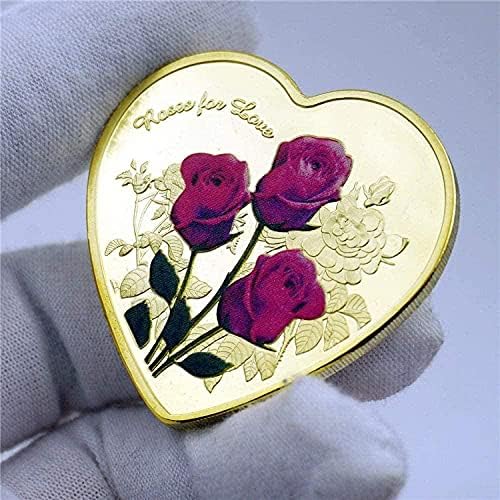 Роза във формата на Сърце Възпоменателна Златна Монета Love Heart Монети на 52 езика Обичам Те Подарък Монети Художествена