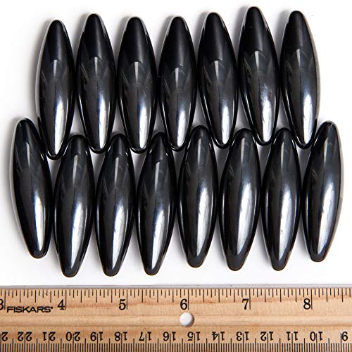 Хипнотични скъпоценни камъни: 24 бр черни големи магнитни гематитовых овална - 2.4 инча x 0,67 инча - Обемни керамични