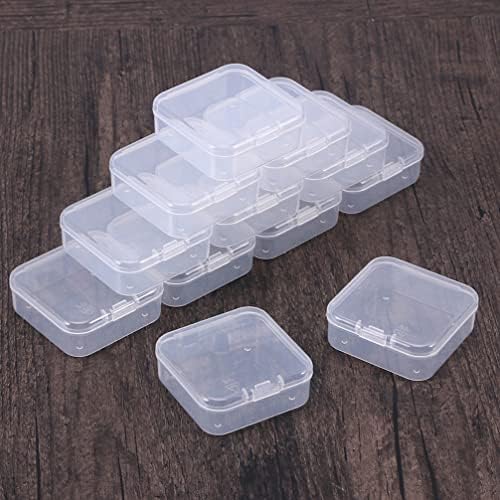 Прозрачен контейнер FAVOMOTO 16 бр Малки Прозрачни Пластмасови Мъниста Контейнери За съхранение, Кутия с Панти капак