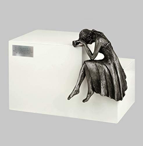 Ковчег за кремационного праха Уникална Мемориалната Скулптура-Погребална урна -Урна за кремация Скръб (Бронзова покритие / Бяло)