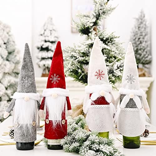 Коледен Комплект капачки за бутилки с Вино, Плюшени Пелерини за бутилки с Вино, Рокля, Декоративни Покривала