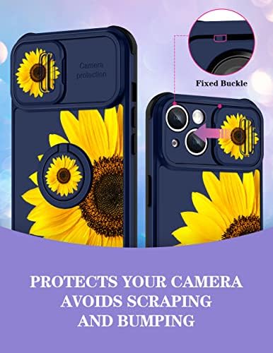 Goocrux (2в1 за iPhone 14 Plus, калъф с флорални принтом Семки за жени, Момичета, Девчачий Калъф за телефон, Сладък Цветен Дизайн