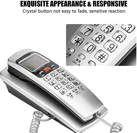 Кабелен телефон Ymiko, Телефон с Номер на обаждащия се FSK / DTMF, Кабелен Телефонен маса, Стационарен Модерен Допълнителен Телефон за Домашния офис, Хотел