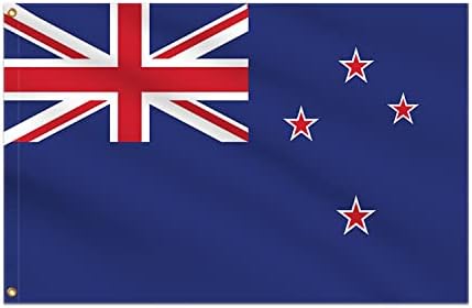 Трикотажное платно BannerBuzz с флага на Нова Зеландия 90 ГОРИВО - Леки, светли на цвят, месинг люверсы, използвани