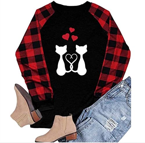 Ризата на Деня на Свети Валентин с V-образно деколте и дълъг ръкав Копчета, Есенен Пуловер, Потник, Тениска
