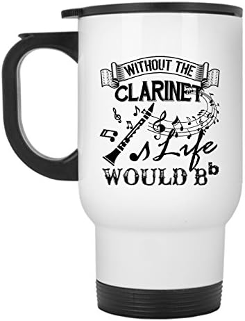 Пътна чаша за Кларинет - Обичам Чаша за Кларинет От Неръждаема Стомана, Пътна чаша - Бял