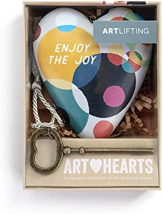 DEMDACO + ArtLifting Оригинален Художествен кръг на живота Enjoy The Art Joy Сърце с поставка за ключове