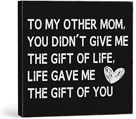 Друга майка Ми Живот Преподнесла Ми подарък Черна Дървена Табела с Надпис, Подарък за Рожден Ден на мама, Дървени Табелки