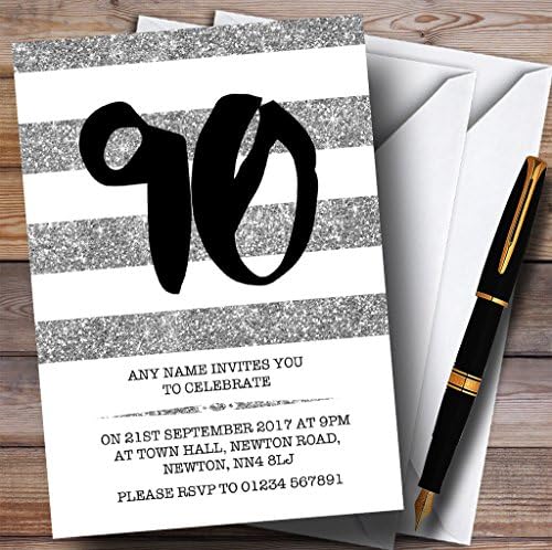 Персонални Покани на парти по случай 90-годишнината на Сребристо-Бяла Ивица с Пайети