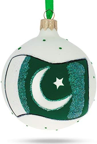 Знаме На Пакистан Стъклена Топка Коледна Украса 3,25 Инча