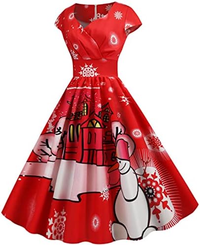 Дамски рокли Midi 1950-те Години Винтажное Рокля-люлка за Абитуриентски бал в стил Рок С Яка-Часова Без Ръкави, Коледна премяна