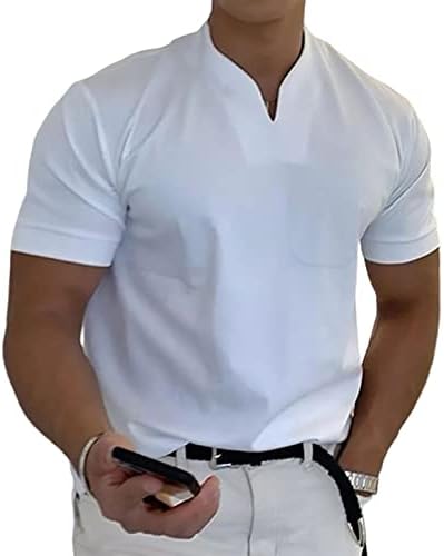 Мъжки Бизнес Тениска Gentlemans С Къс Ръкав, Тениска за Фитнес с V-образно деколте, Риза За Фитнес Зала, Модерен Ежедневни