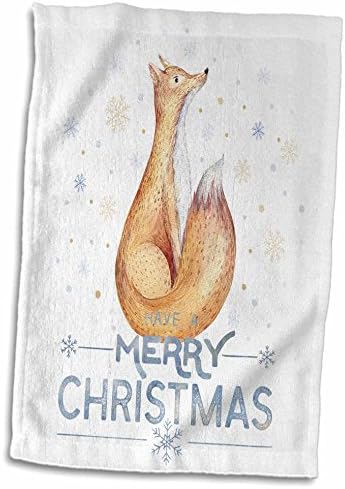 3dRose Писма весела Коледа -Илюстрация на Зимата Снежната Животно Лисица - Кърпи (twl-274997-3)