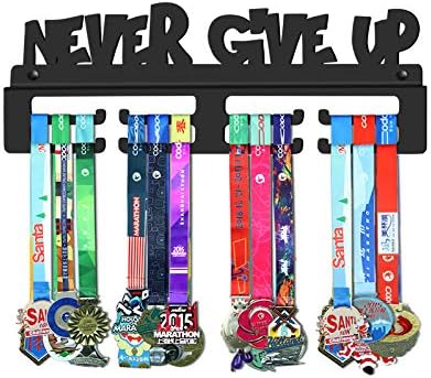 GENOVESE Never Give Up Титуляр за Медали, Закачалка За дрехи, Рамка багажник, Супер Здрав Метал От Черна Стомана, монтиран на Стената, Спортни Медали