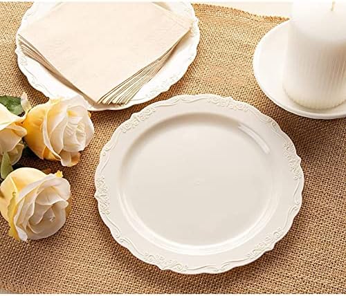 Сватбена съдове, Бели Пластмасови чинии (7,5 х 7,5 инча, 25 опаковки)