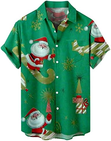 DSODAN Коледни Мъжки Ризи с Копчета и Къс Ръкав, Забавна Коледна Риза За Боулинг С Графичен Принтом, Ежедневни Дизайнерска Риза За Партита