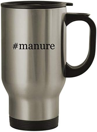 Подарък дрънкулки manure - Пътна Кафеена Чаша с Хэштегом от Неръждаема Стомана с тегло 14 грама, Сребрист