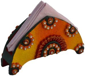 Цветен държач за кърпички eCraftIndia от папие-маше: Дължина - 6,5 инча x 2 x 4 инча)