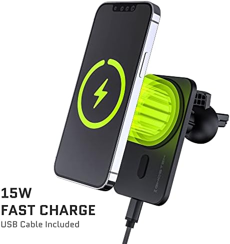 Зарядно за кола Ghostek NRGmount MagSafe за бързо зареждане на iPhone 15 Вата с клипс за освобождаване на въздух,