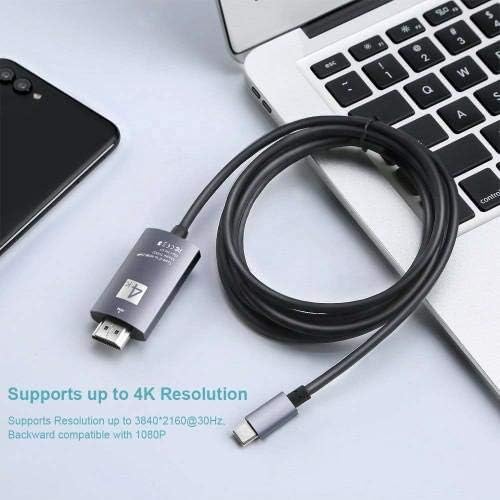 Кабел BoxWave, който е съвместим с Marshall Major IV - Кабел SmartDisplay - USB Type-C-HDMI (6 фута), USB кабел C/HDMI за Marshall