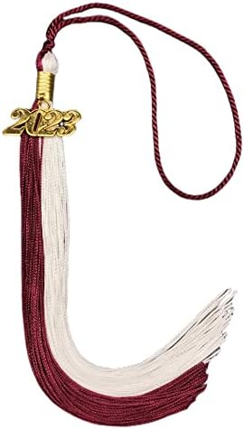 Выпускная кралската два цвята пискюл за връчване на дипломи (9 инча) със златен една чар (2023, червено / черно)