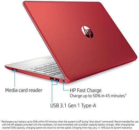 Лаптоп HP 15,6 HD, двуядрен процесор Intel Pentium, графика Intel UHD, hd уеб камера, Wi-Fi, HDMI, USB Type-C, Alaw-червен,