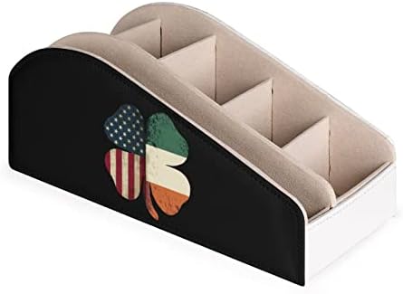Ретро Ирландски Американски Флаг Детелина Притежателя на Дистанционното Управление От Изкуствена Кожа Кутия-Органайзер за Съхранение за Домашния Офис на Работни