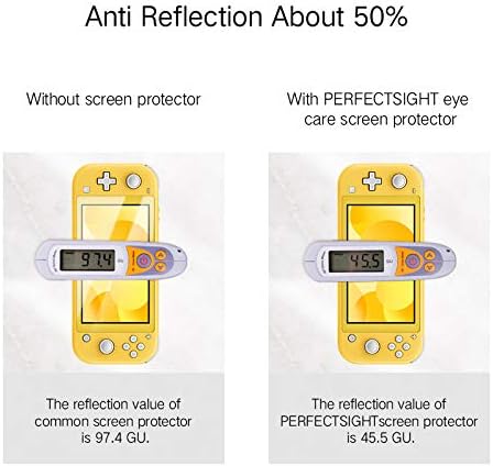 Защитно фолио от закалено стъкло PERFECTSIGHT със защита от синя светлина и отблясъци, съвместими с Nintendo Switch Lite 5,5 инча, [Защита на очите] [Чудесен игрите] - Матирана прозра?