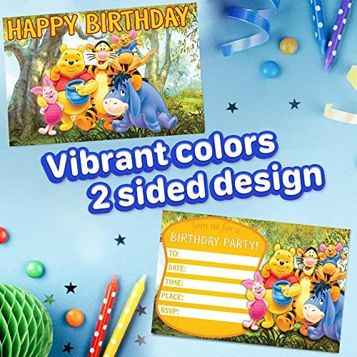 Покани картички и пликове Happy Choices с Мечо Пух - Попълване честит рожден Ден + 20 пликове-Покана във формата на