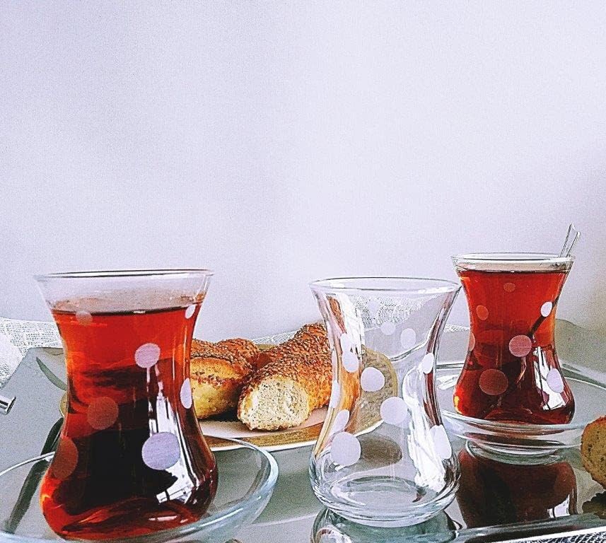 Комплект стъклени чаши На Kristal Decostyle в грах (комплект от 6 броя), Paşabahçe, Турски чай комплект, Чаши, ръчно изработени,