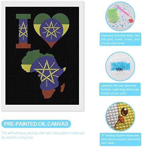 Аз Обичам Етиопски Флаг Африка Декоративни Набори За Диамант Живопис Забавни 5D направи си САМ Пълна Тренировка