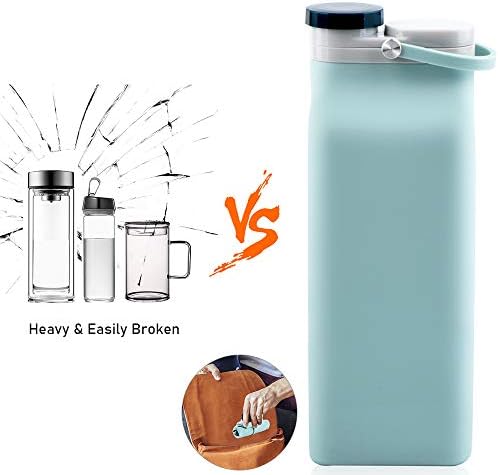 E-Senior Сгъваема Бутилка за вода, без BPA - Сгъваема Бутилка за вода за пътуване, Спортни бутилки с тройно герметичностью,