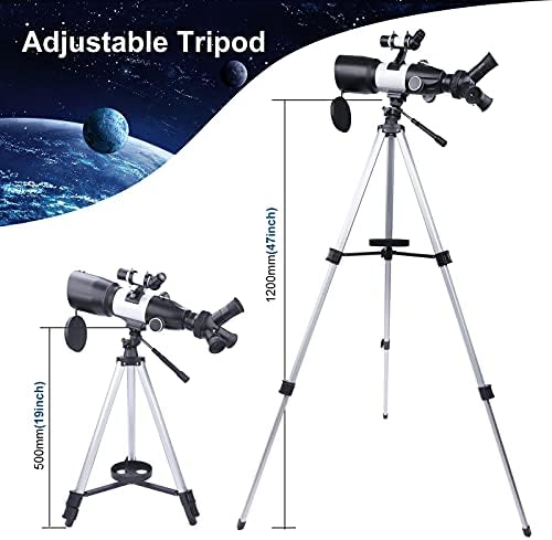 Телескоп, Астрономически Телескоп за Възрастни, Астрономически Телескоп-Рефрактор с голям Отвор 70 мм и на Стена 400