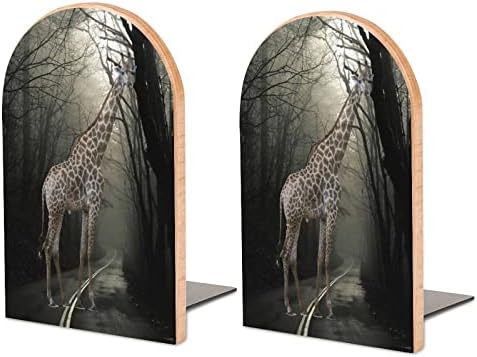 Жираф в гората Дървени Декоративни Поставки за книги Нескользящий Книгата за края на Рафтовете 1 Двойка от 7 X 5 См