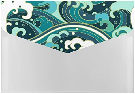 Расширяющаяся папка за файлове с японски мультфильмом Морски вълни, 6 джобове, етикети с голям капацитет, папки-хармоника
