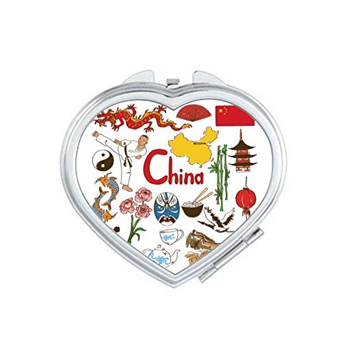 Китайски Пейзаж С Пандой, Национален Флаг, Огледало За Пътуване, Наддаване, Преносим, Джобен Грим