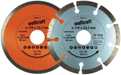 wolfcraft 8390000 Set 2 discos diamantados de tronzar, uno segmentado y el otro cerrado Pack 1