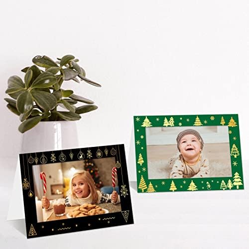 коледна рамка за снимка с Изображение на дърво на Ceiba, 40 Опаковки Празнични Поздравителни Картички от Златно Фолио