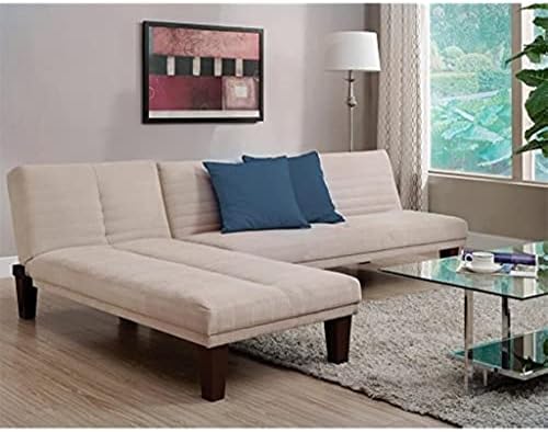 Разтегателен диван-futon QUUL с тапицерия от микрофибър и дървени крака - кафяви