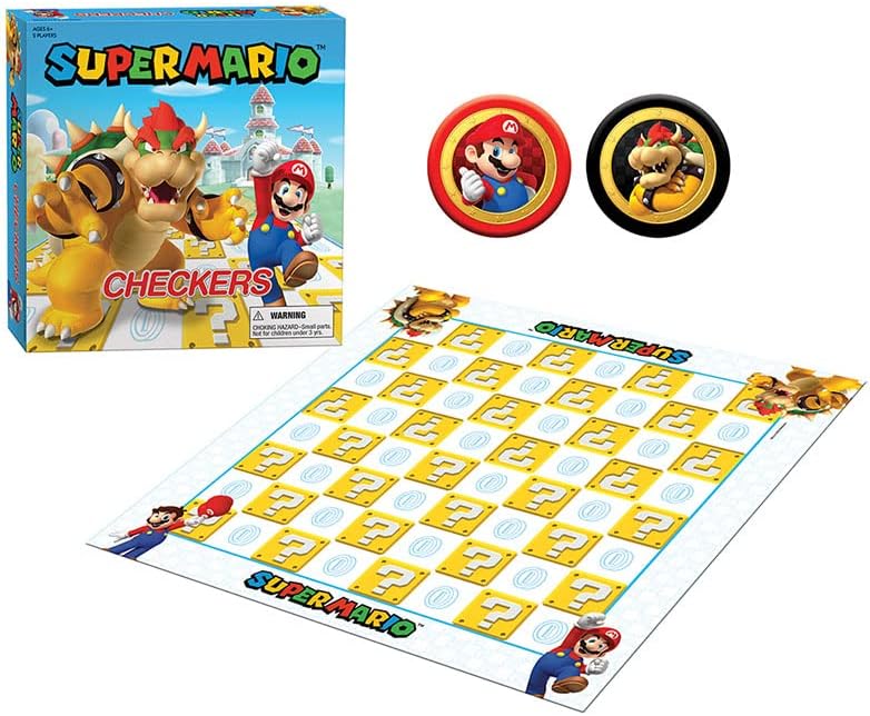 Игри набор от USAOPOLY Super Mario Vs Bowser Checkers | С участието на Марио и Боузера | Пулове Са идеални за феновете на