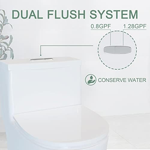 Прост проект 16,5-инчов Удължен цели тоалетни С двойна система за почистване на 1,28 GPF | Малък Компактен, Модерен